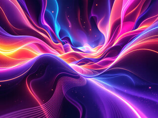 A vibrant, neon swirl of energy with dynamic, glowing lights in an abstract, futuristic design.
