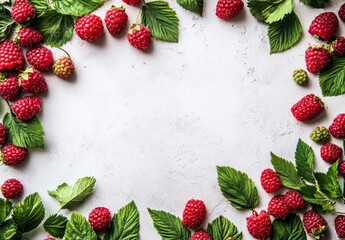 Photo of fresh raspberries on a white background