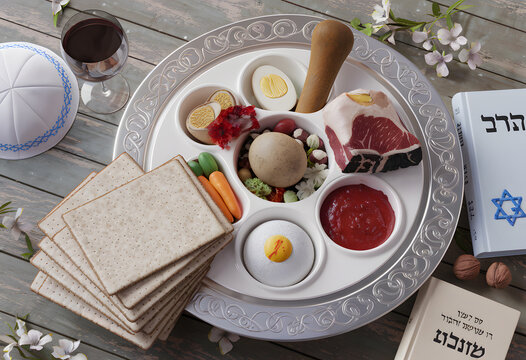 traditional seder plate with matzah and symbolic foods, highlighting passover customs and rituals