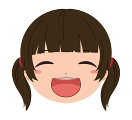 女の子の顔のアイコンイラスト