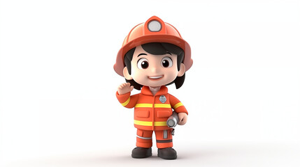 simple 3d character of fire fighter