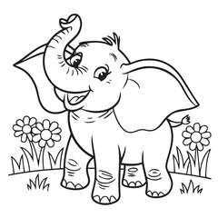 an elephant with flowers and grass