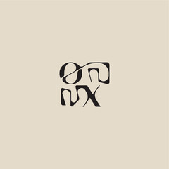 elegant initial logo bold style and luxury concept OX curved typography monogram letter