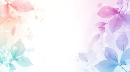 Fototapeta premium Pastel Leaves Delicate Watercolor Background Design