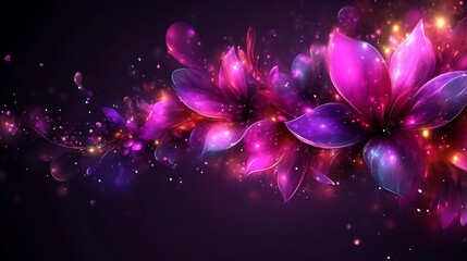 Luminous Purple Flowers Glowing Brightly In The Dark