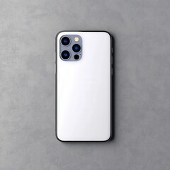 [Modern smartphone with camera system and fingerprint sensor] Modern Premium Smartphone with Advanced Camera System & Biometric Security Features on Sleek Glass or Metal Back.