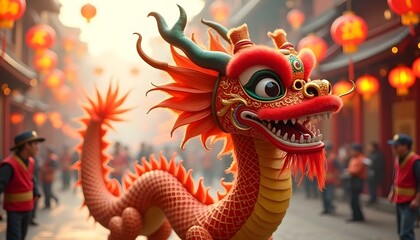 Obraz premium Vibrant Chinese Dragon During Lunar New Year Festivities