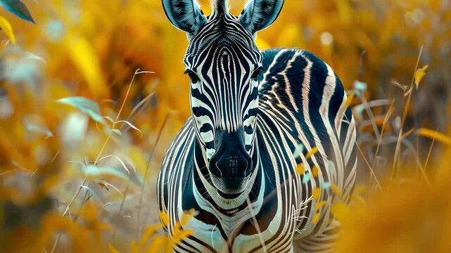 Beautiful zebra in nature. Selective focus. animal.