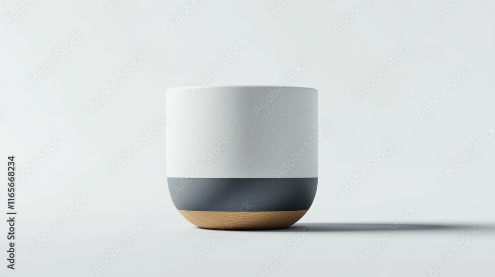Poster a 3d rendering of a single ceramic mug featuring a minimalist design with a matte finish, isolated o