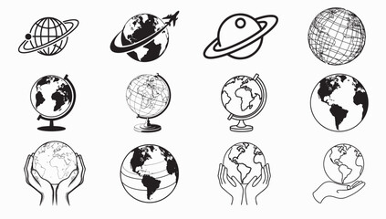 Earth Silhouette Bundle,  icon set.