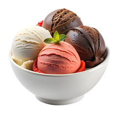 ice cream in a bowl   on transparent background