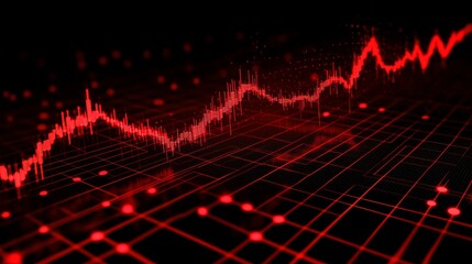 Red Stock Market Chart with Uptrend, Representing Growth and Financial Success on Black Background