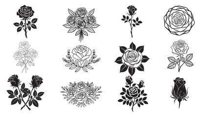 Rose Design Bundle, Rose icon set.
