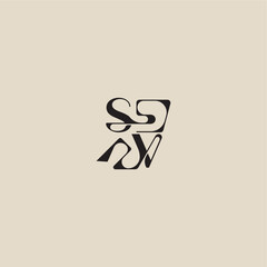 elegant initial logo bold style and luxury concept SV curved typography monogram letter