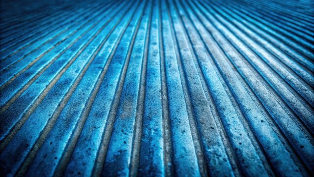 A close-up perspective of a blue textured surface with parallel lines receding into the distance.