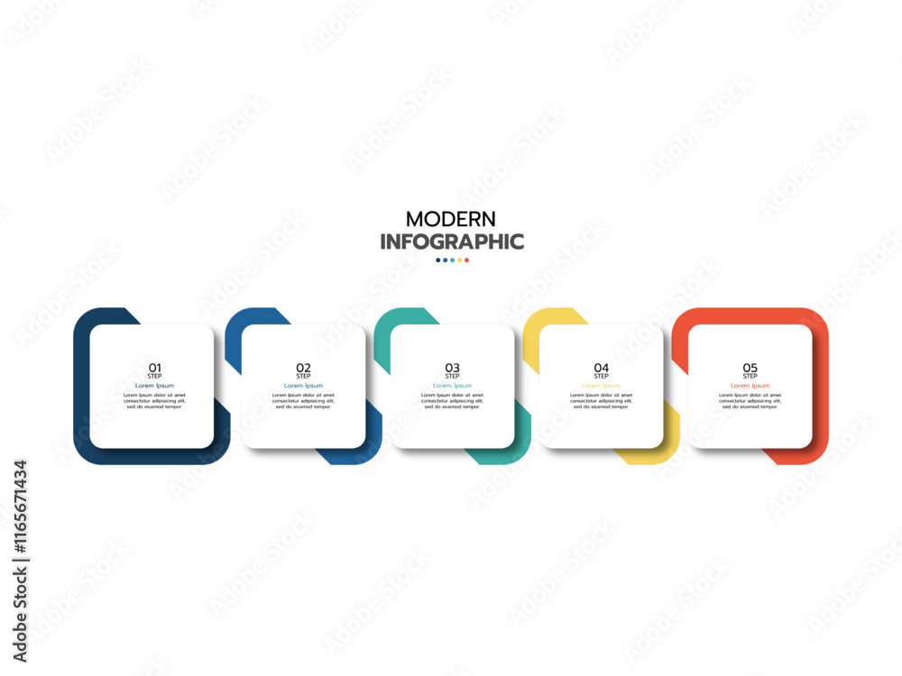 Fototapete timeline creator infographic template. 5-step timeline journey, icons flat simple infographics desig