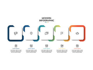 Timeline Creator infographic template. 5-step timeline journey, icons flat simple infographics design template. presentation graph. Business concept with 5 options. vector illustration.