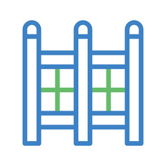 Blue and green fence icon. Concept of boundary, security, and privacy.