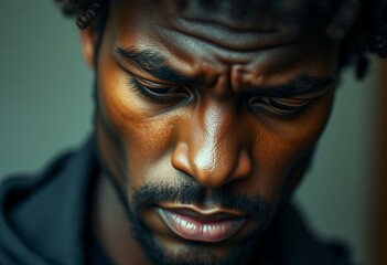 Portrait of an afro-american man with a gloomy expression