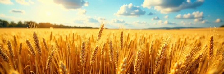 Fototapeta premium Vast expanse of sun-drenched wheat, ripe and ready , sunlight, expanse, cereal