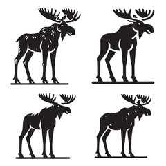 Regal Silhouette of a Standing Moose in Elegant Black and White Design