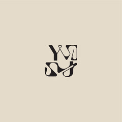 YJ letter bold style and luxury concept curved typography monogram elegant initial logo