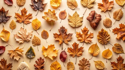 A vibrant display of autumn foliage, showcasing a spectrum of warm hues and intricate leaf structures.