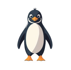 cute and simple vector illustration of a penguin standing upright.