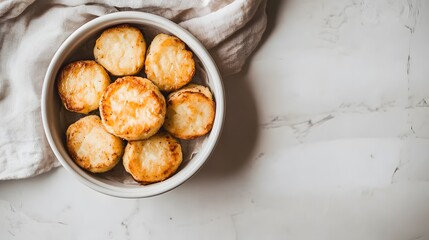 Golden Brown Fried Cheese Cakes In A Bowl
