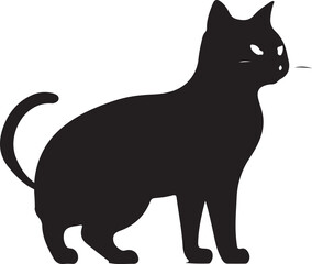 A black and white cat silhouette design