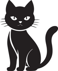 A black and white cat silhouette design