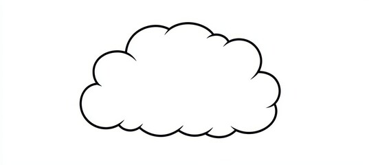 Black Outline Illustration of Cartoon Style Cloud on White White Background for Coloring Book