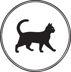 A black and white cat silhouette design