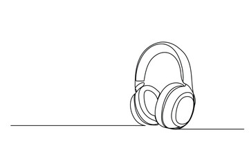 Stylish Continuous Line Drawing of Headphones