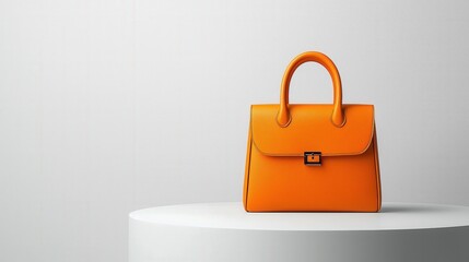 [luxury bag limited elegant handbag] Vibrant Orange Handbag Against Neutral Background for Sale Online