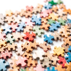 jigsaw puzzle pieces on red