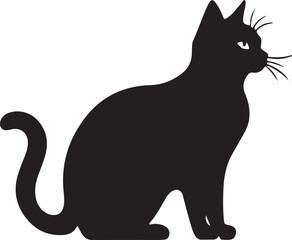 A black and white cat silhouette design