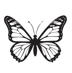 A silhouette black and white Big butterfly icon