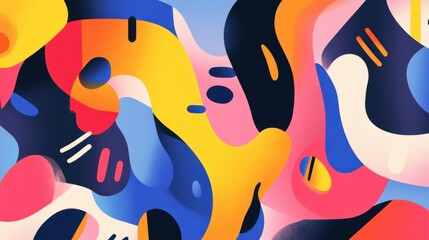 Abstract Colorful Shapes Swirling Design, Joyful Mood