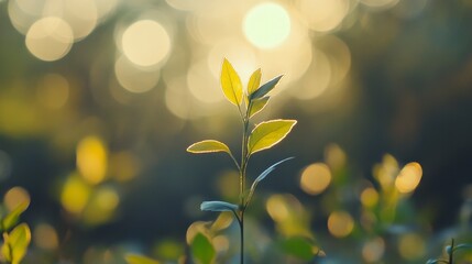 Sunrise Plant Sprout Bokeh Background - Peaceful New Growth