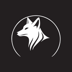 A black and white logo type fox silhouette design