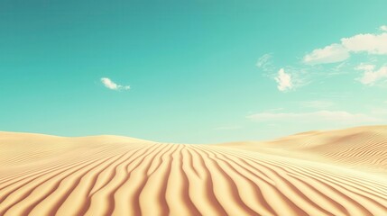 Naklejka premium Golden sand dunes stretching into a serene horizon, undisturbed by wind, patience, serenity, balance
