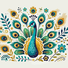 Fototapeta premium peacock feather vector illustration