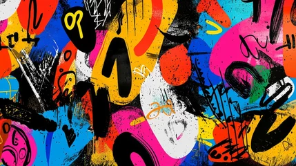 Fototapete Colorful graffiti artwork on black background. © Nikita