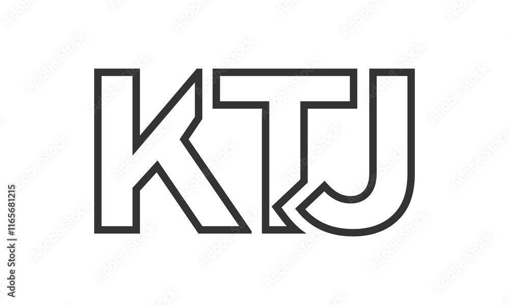 Poster ktj logo design template with strong and modern bold text. initial based vector logotype featuring s