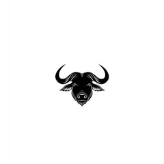 Stylized Black Buffalo Head Illustration Design