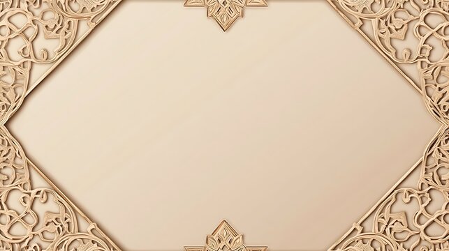 Elegant Beige Background with Ornate Golden Frame
