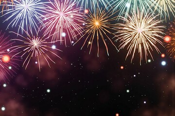 Spectacular Fireworks Display in the Night Sky with Vibrant Colors and Glittering Effects