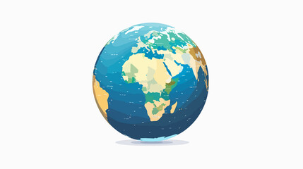 Fototapeta premium Globe world map vector icon, a round earth flat view, ideal for geography, travel, or environmental themes.