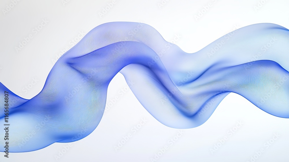 Aufkleber ethereal blue, transparent flowing wave. abstract background with curve lines for design projects.